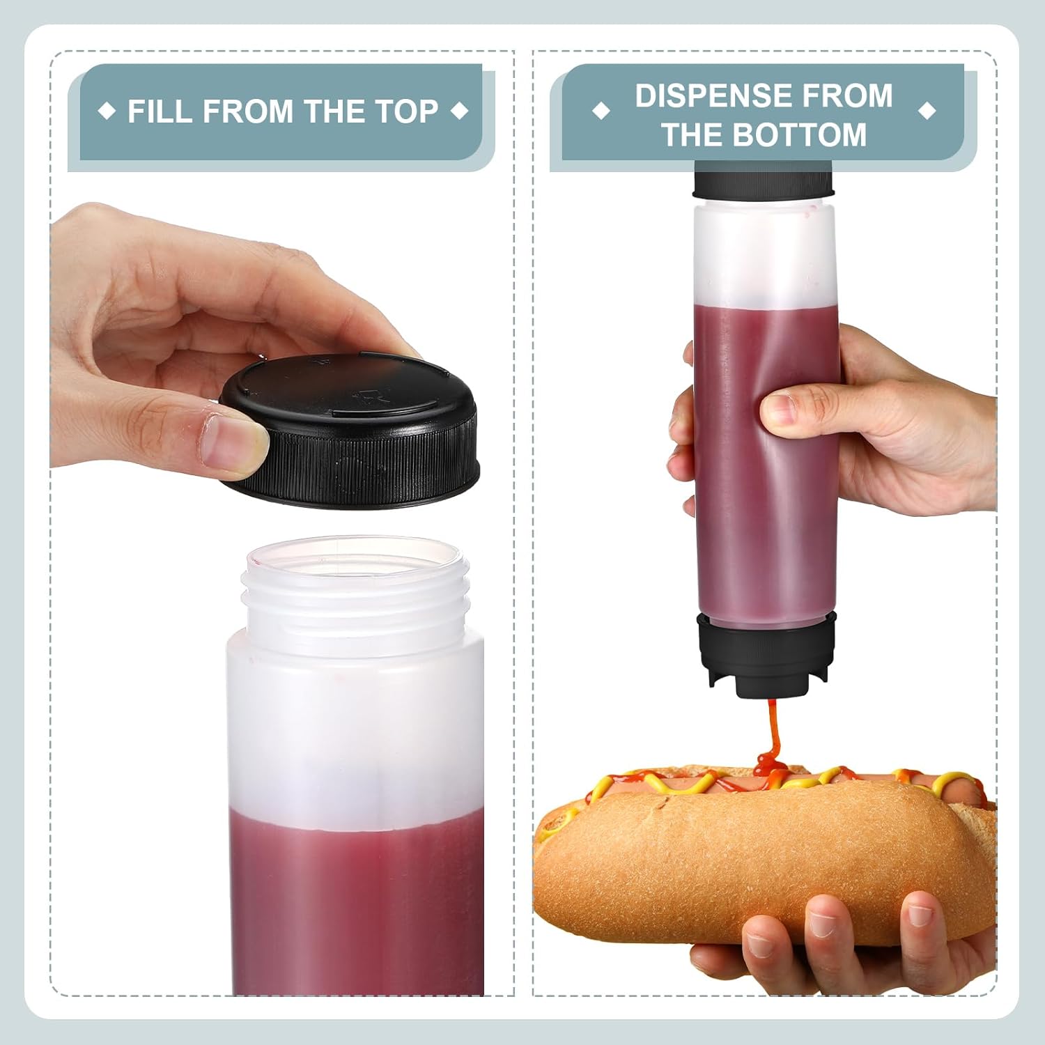 Sabary 6 Pcs 16 oz Condiment Squeeze Bottles with Inverted Design
