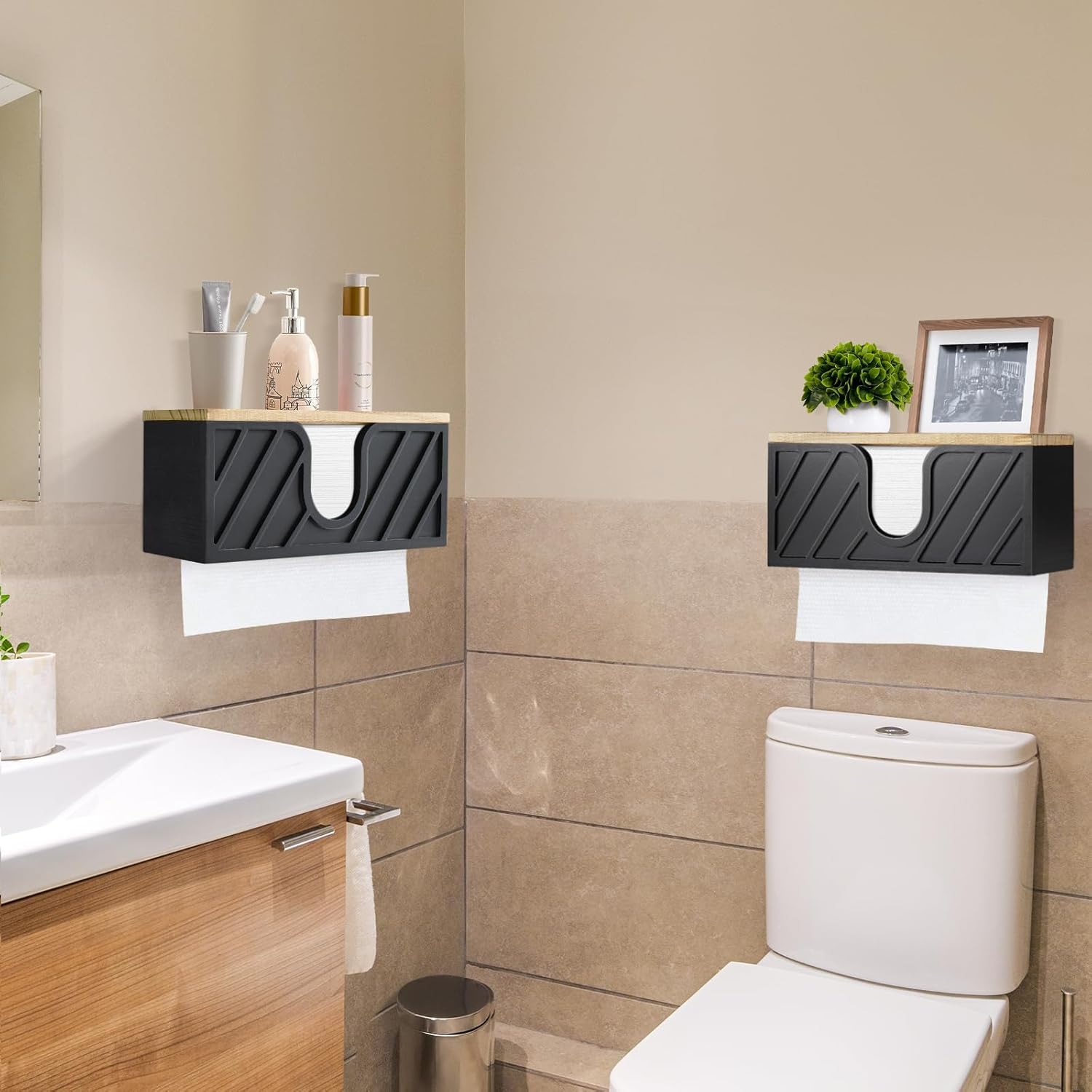 Gymvcsi Set of 2 Paper Towel Holders Wall Countertop 1