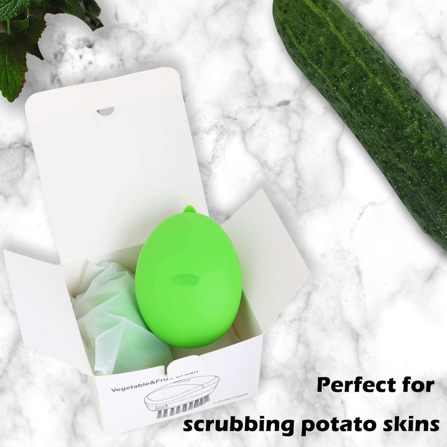 2pcs Vegetable Brush with Non-Slip Grip and Dots Remover