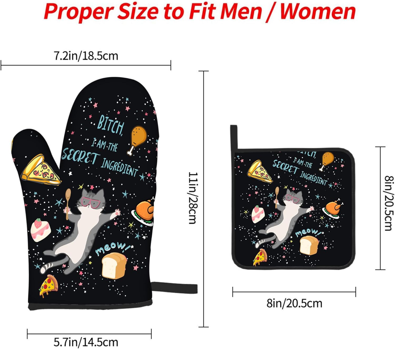 OSAM SPACE Funny Cat Oven Mitts Set of 3
