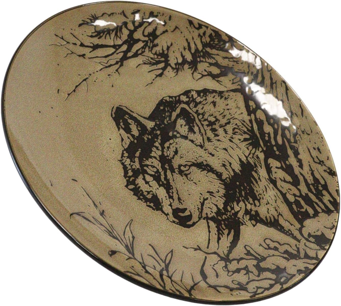 Ebros Gift Rustic Gray Wolf Dinnerware Set