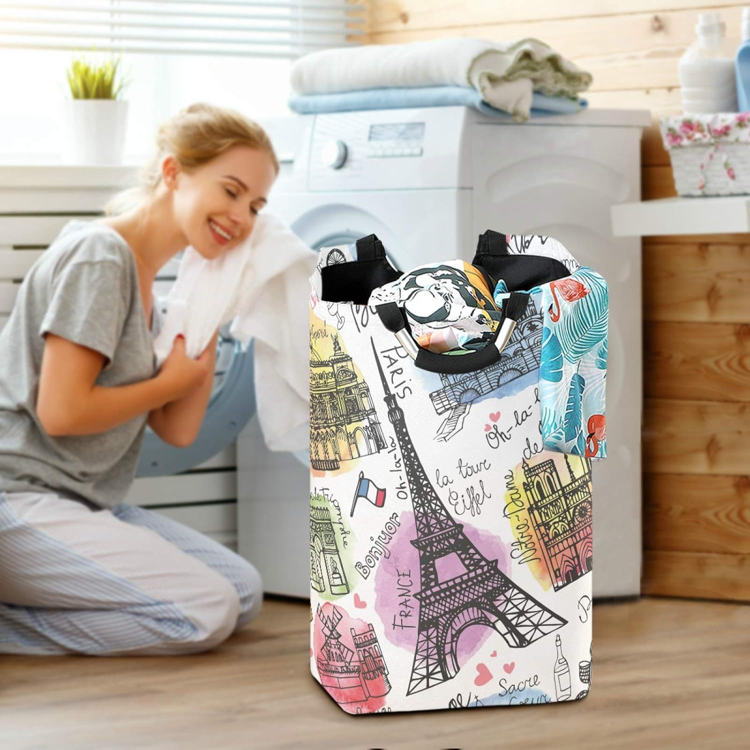 Susiyo Foldable Laundry Basket with Handles and Waterproof Design