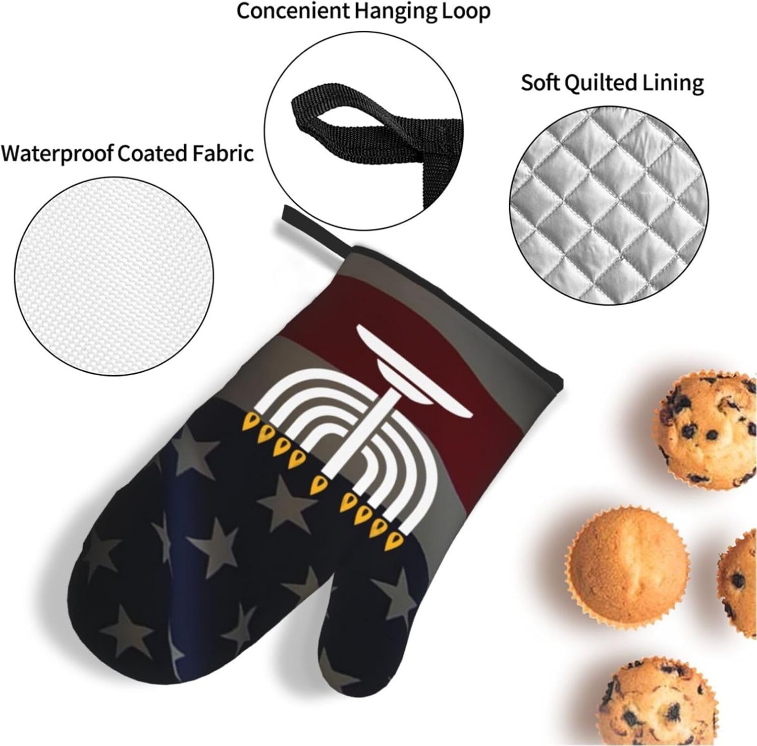 Happy Hanukkah Oven Mitts and Pot Holders Set 4 PCS 1