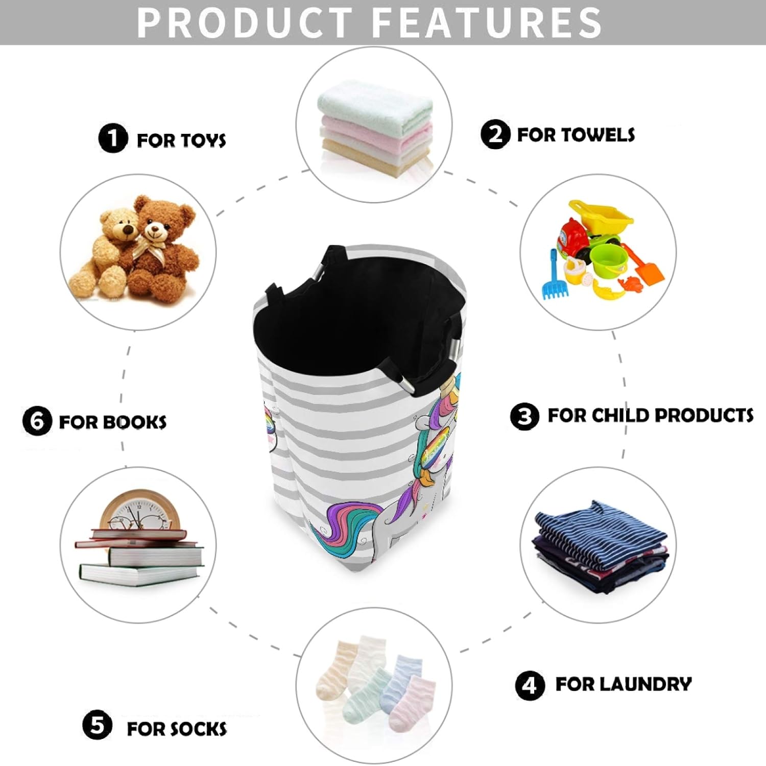 Visesunny Foldable Laundry Hamper with Cool Stripe Design