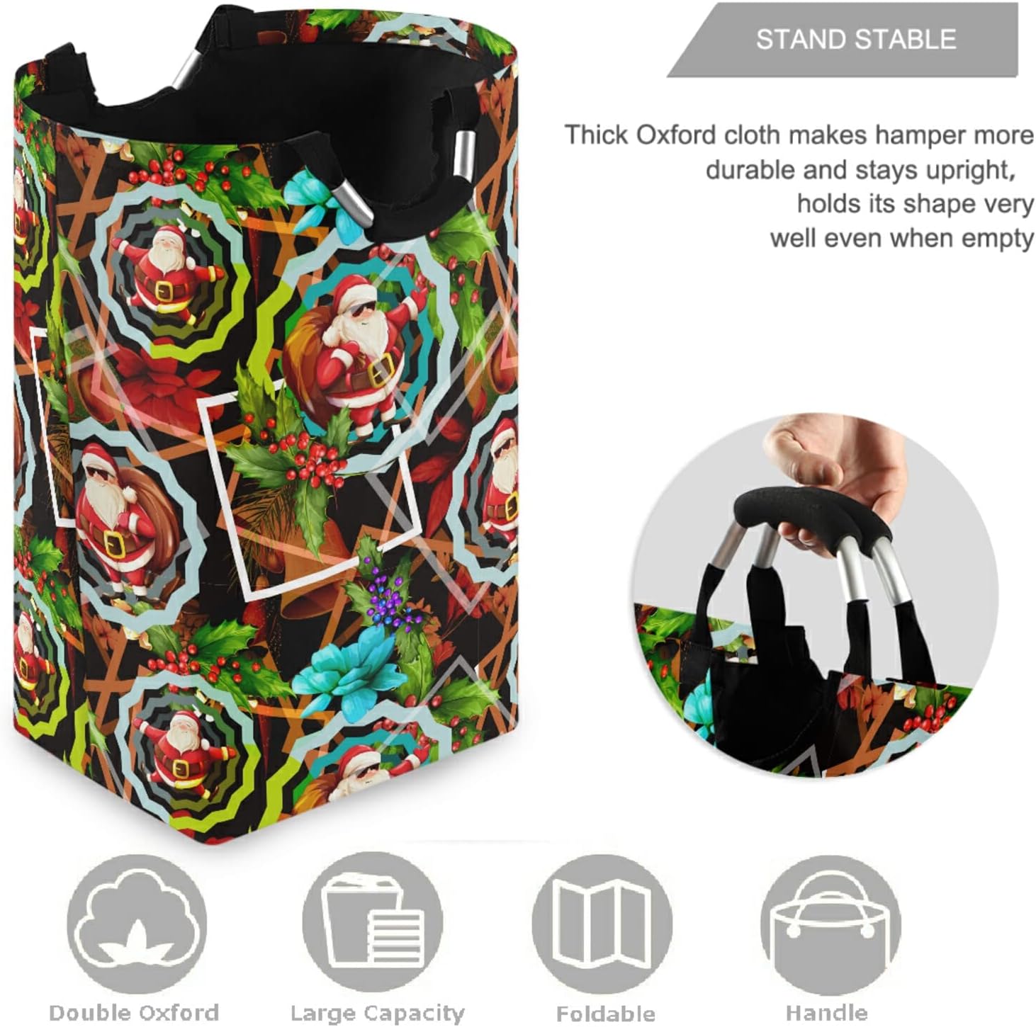 visesunny Large Laundry Hamper Basket with Waterproof Oxford Fabric and Foldable Design