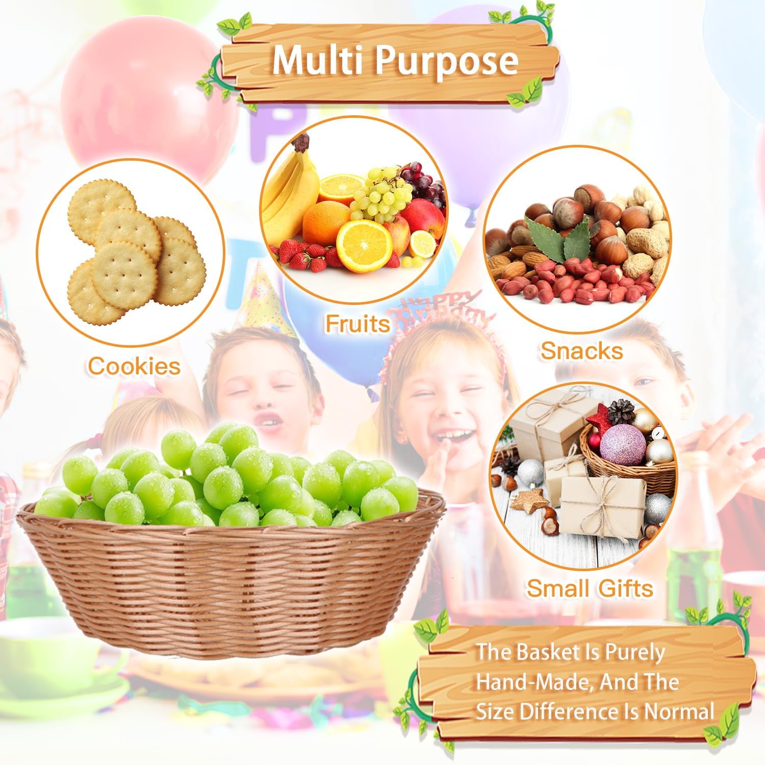 Yimerlen 8 Pcs Round Large Plastic Bread Basket with Blotting Sheets