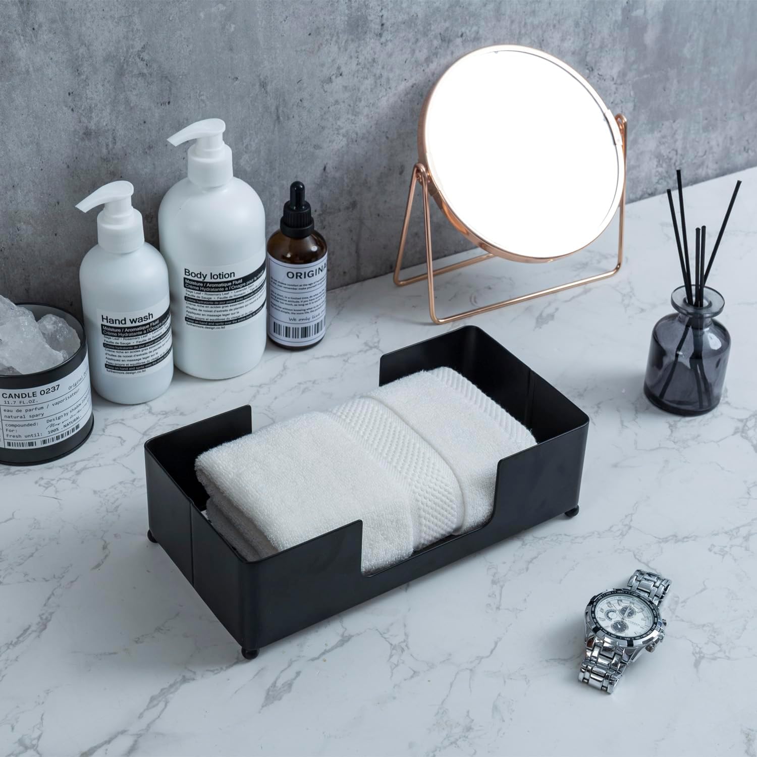MyGift Modern Matte Black Metal Paper Towel Holder