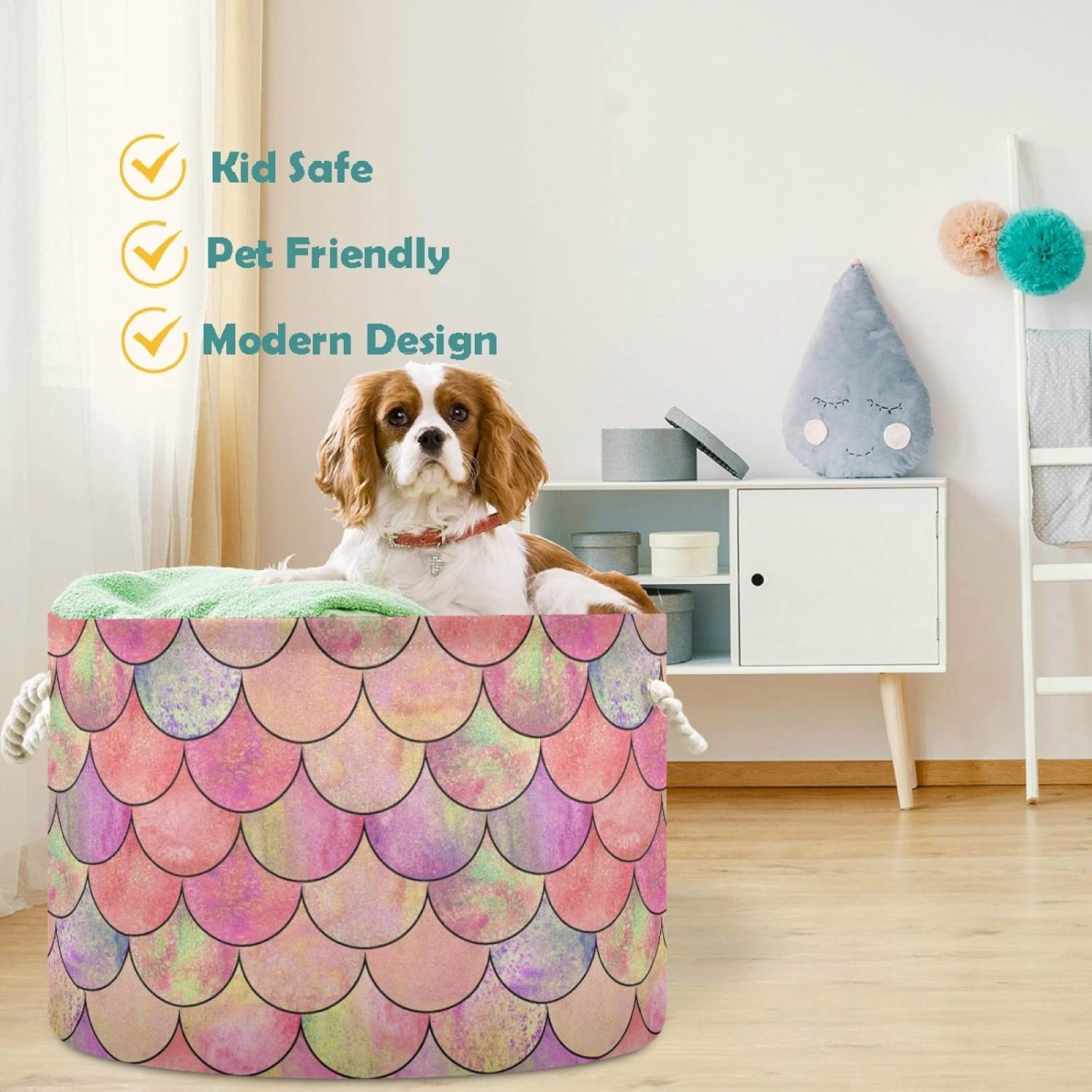 Visesunny Collapsible Basket with Cotton Handles