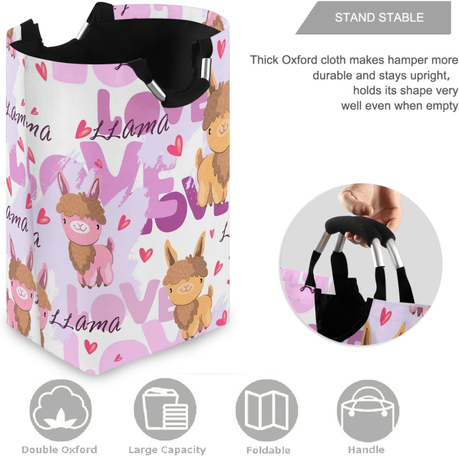 Visesunny Foldable Laundry Basket with Waterproof Oxford Fabric 1