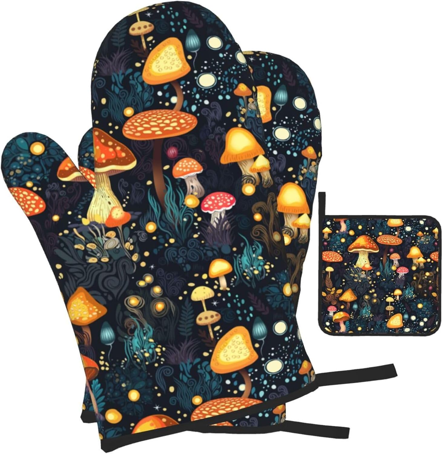 Cute Mushroom Oven Mitts Set of 3 Heat Resistant