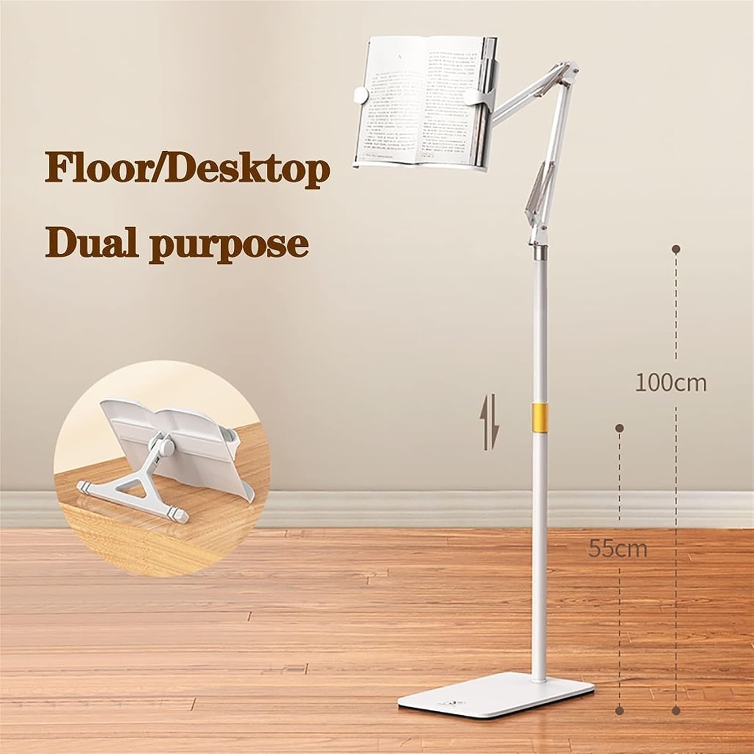 Adjustable Tablet Floor Stand for Comfortable Reading and Cooking 1