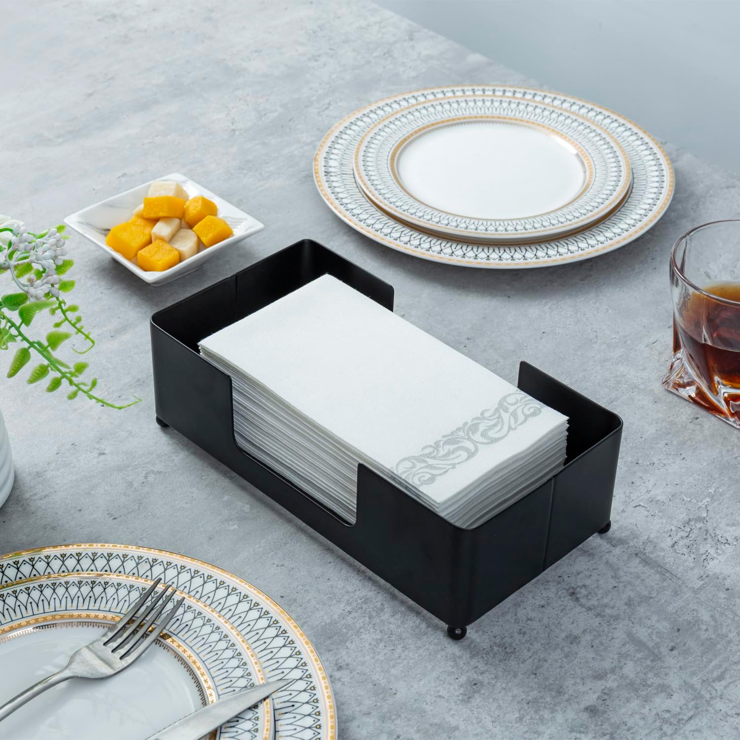 MyGift Modern Matte Black Metal Paper Towel Holder