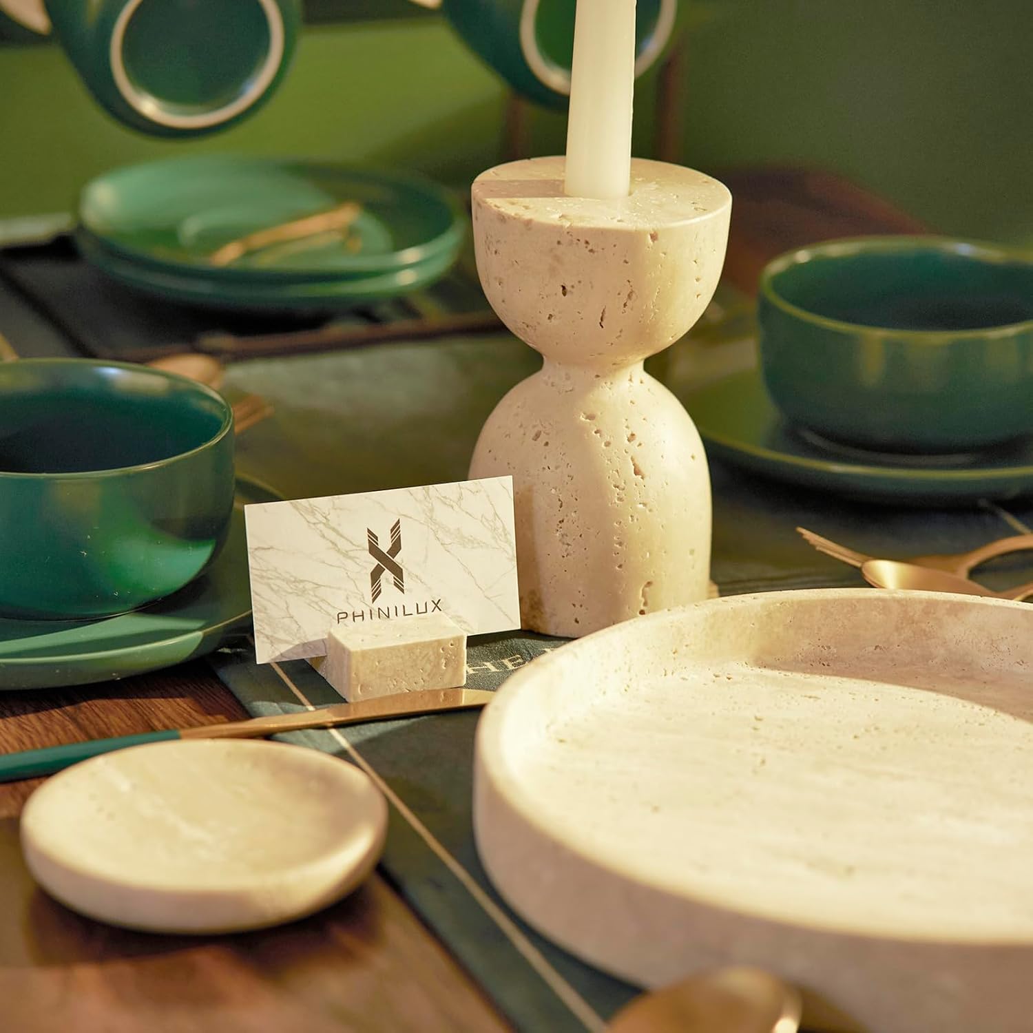100 Travertine Wine Coaster - Marble Taper Candle Holder