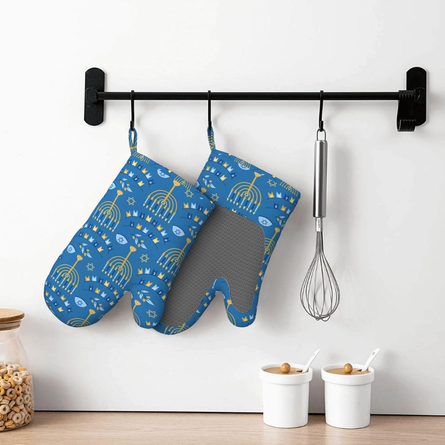 Happy Hanukkah Oven Mitts for Kitchen Use 1