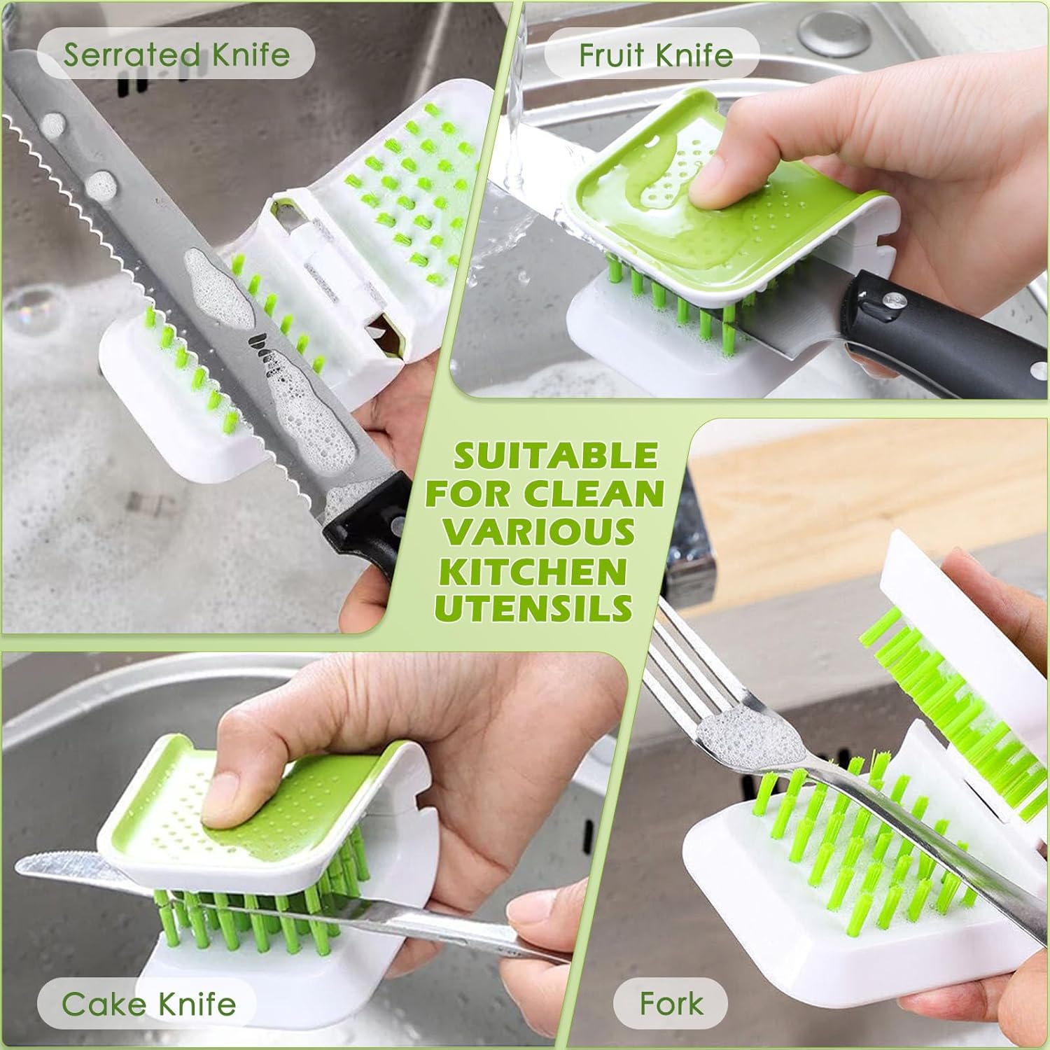 Kearning Openable Knife Brush with Handgrip - Green
