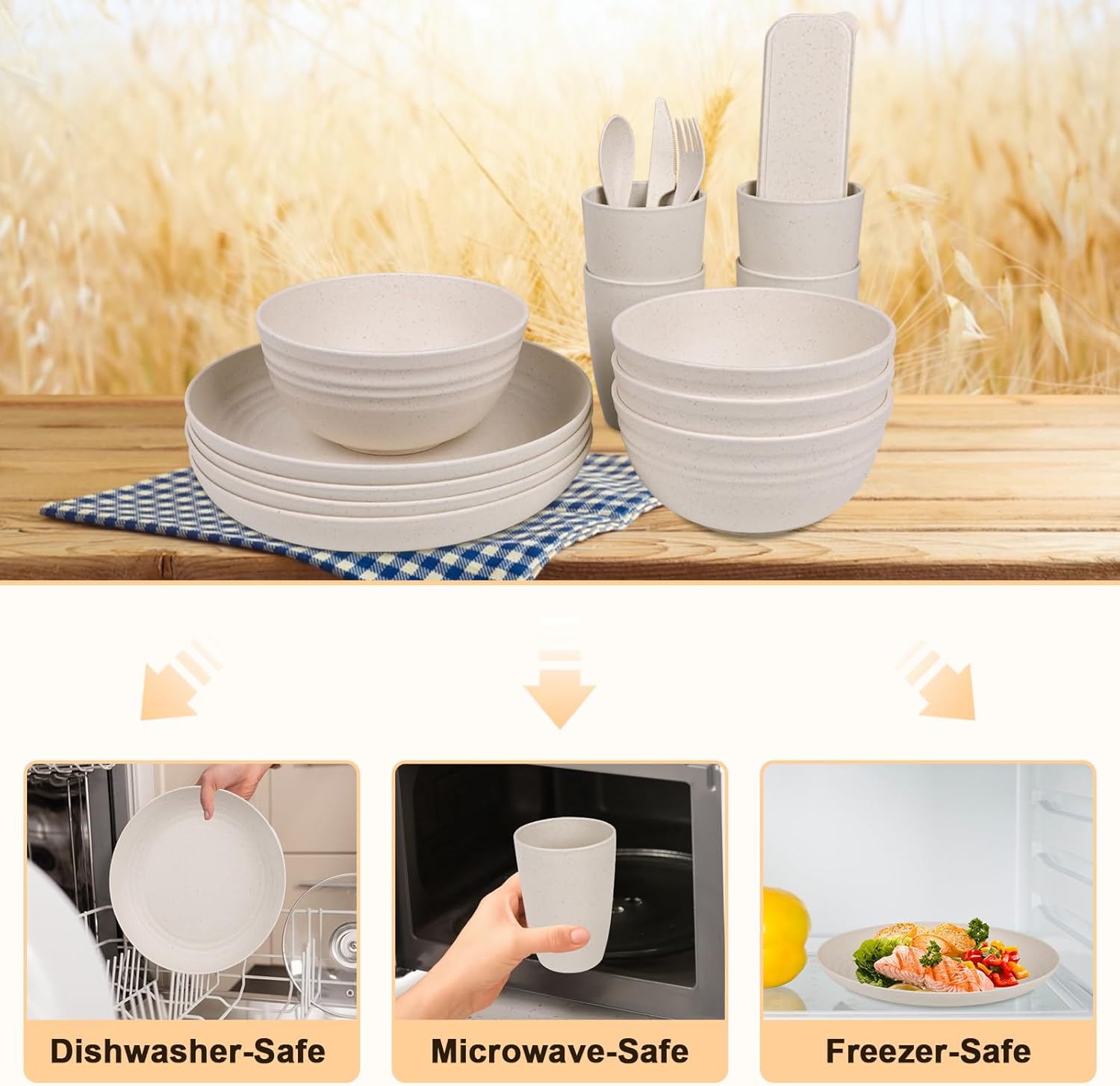 Idealic Wheat Straw Dinnerware Set 28-Piece