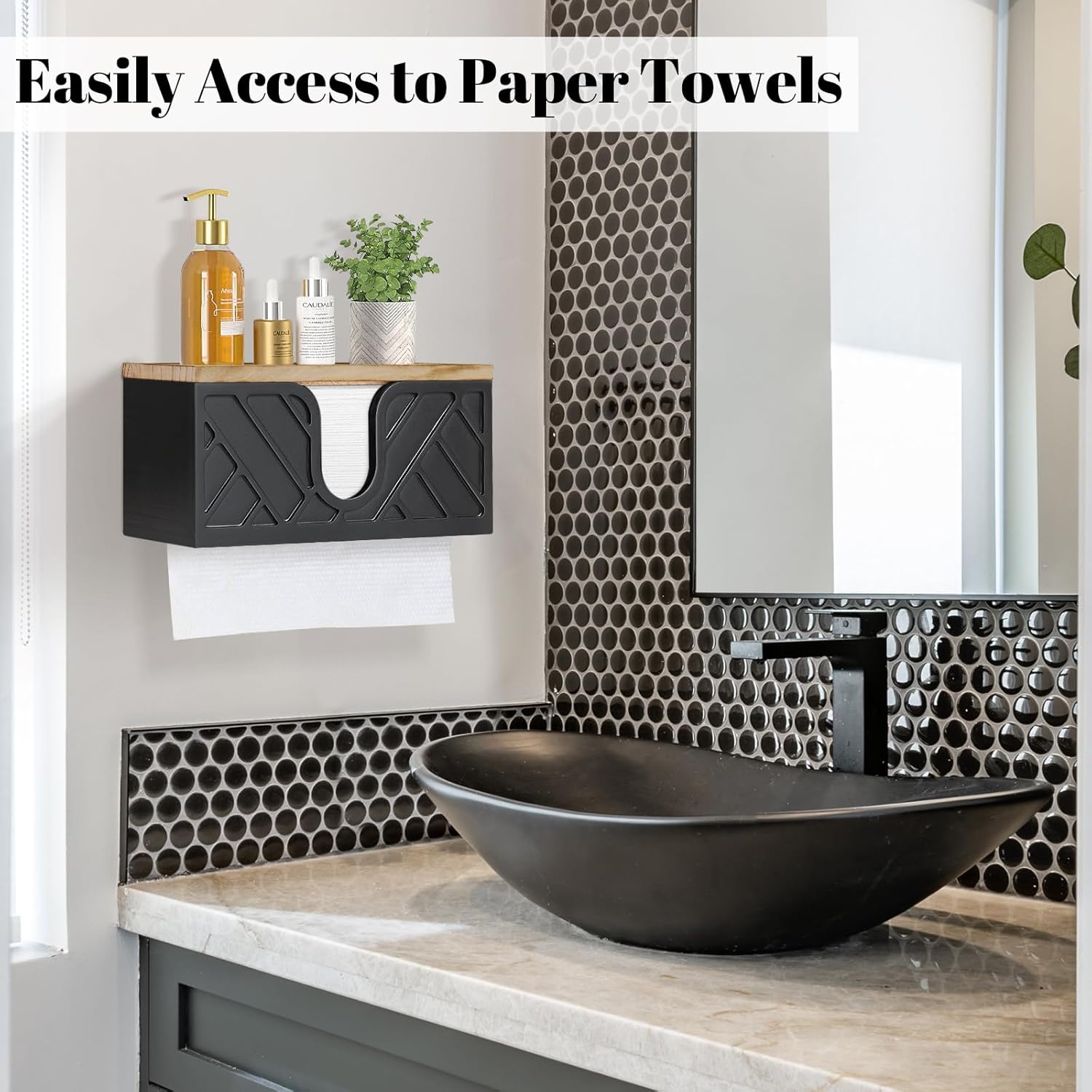 Zecela Wood Paper Towel Holder with Lid