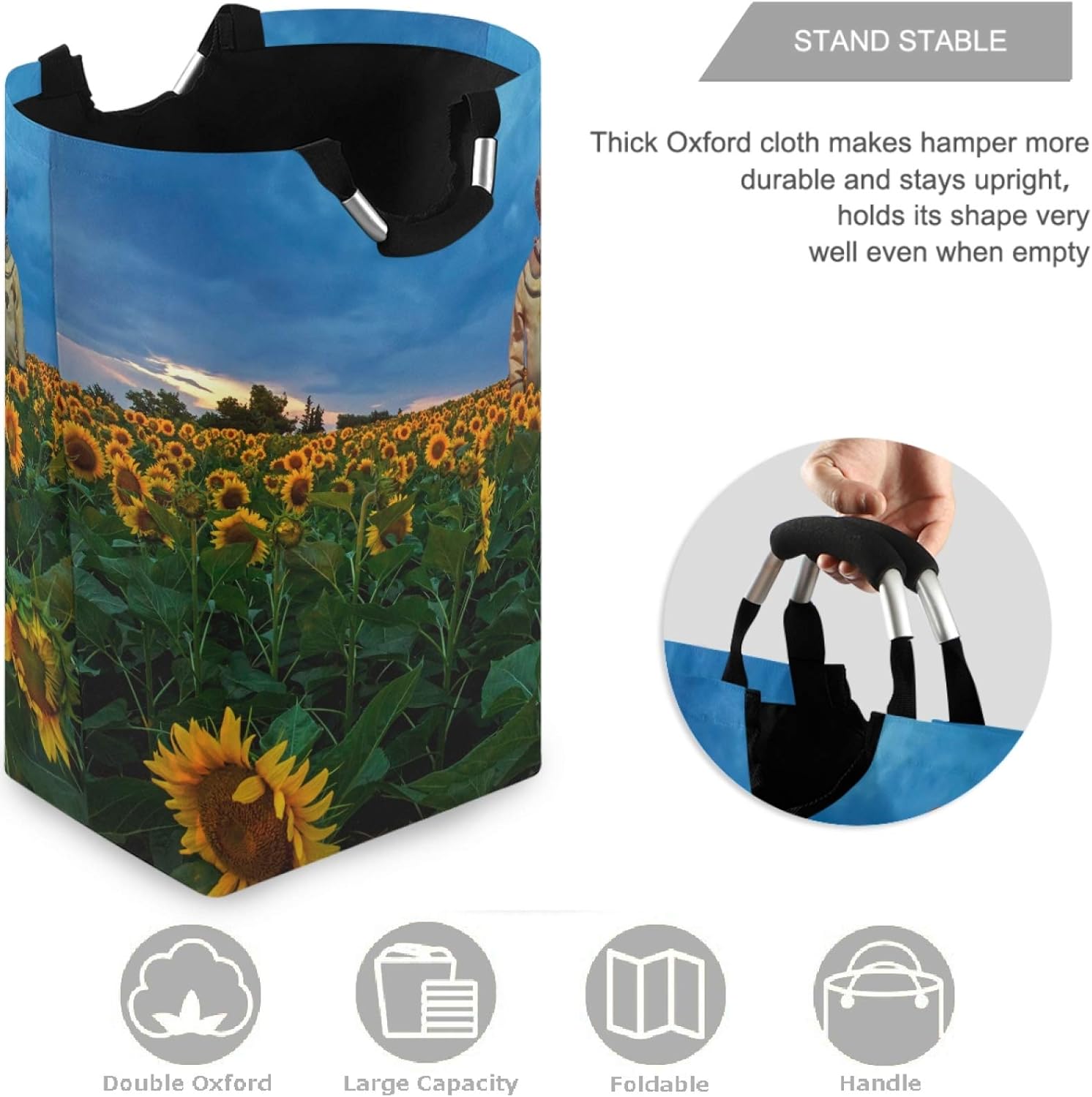 visesunny Large Capacity Laundry Hamper Basket with Aluminum Handle
