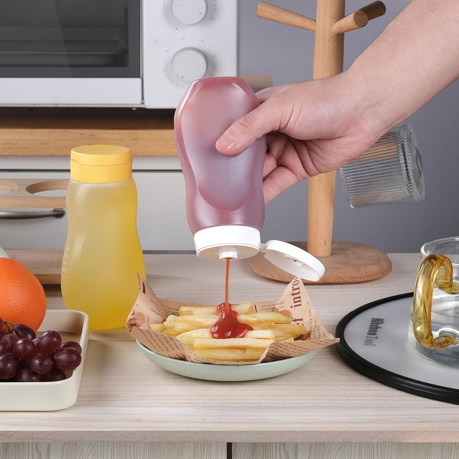 RAMFIYN 6-Pack Condiment Squeeze Bottles 12oz Flip Top