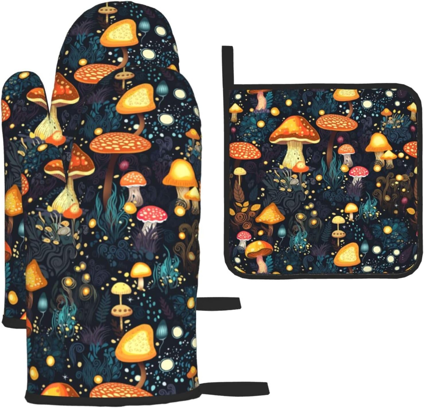 Cute Mushroom Oven Mitts Set of 3 Heat Resistant