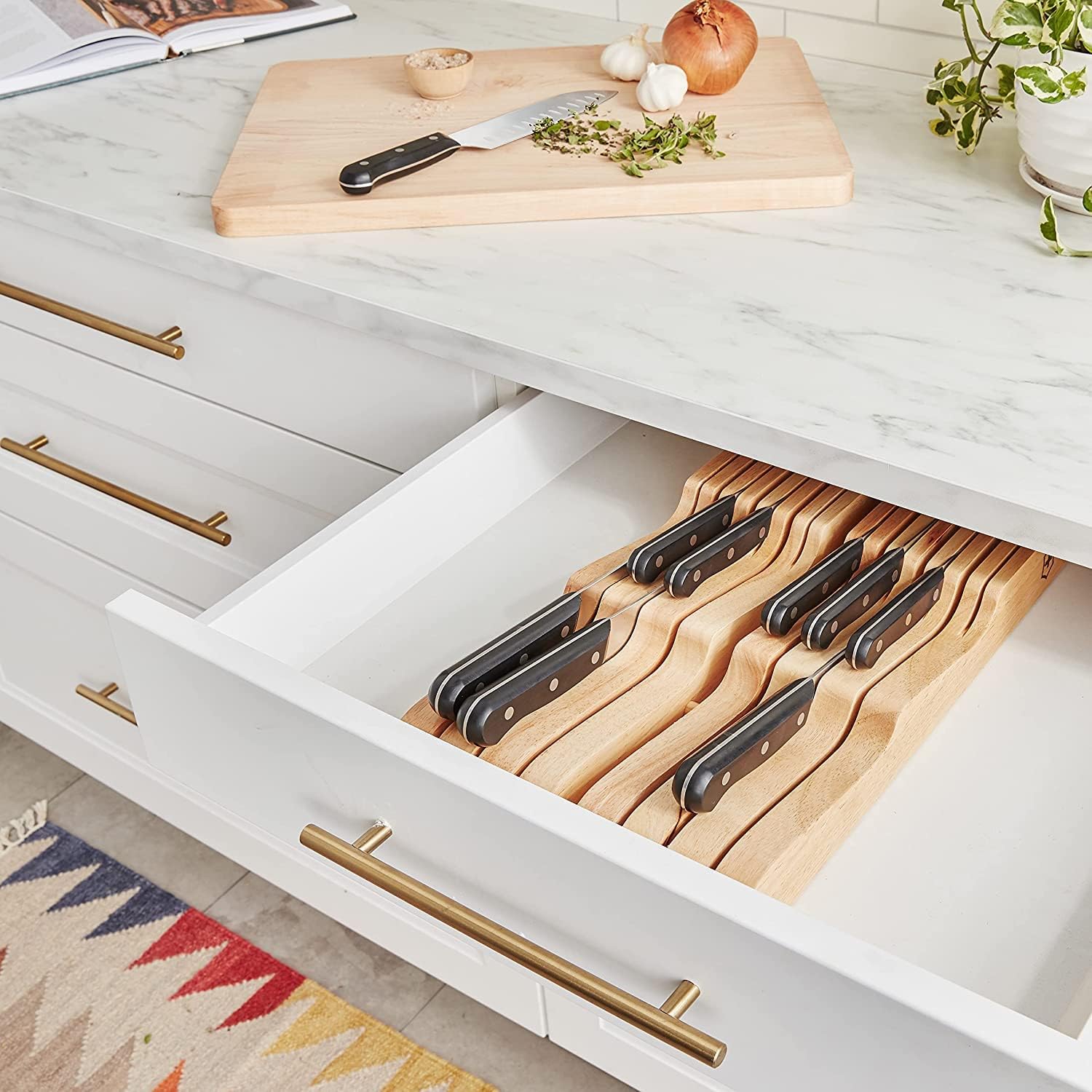 Victorinox 14-Slot Knife Drawer Organizer Natural Wood