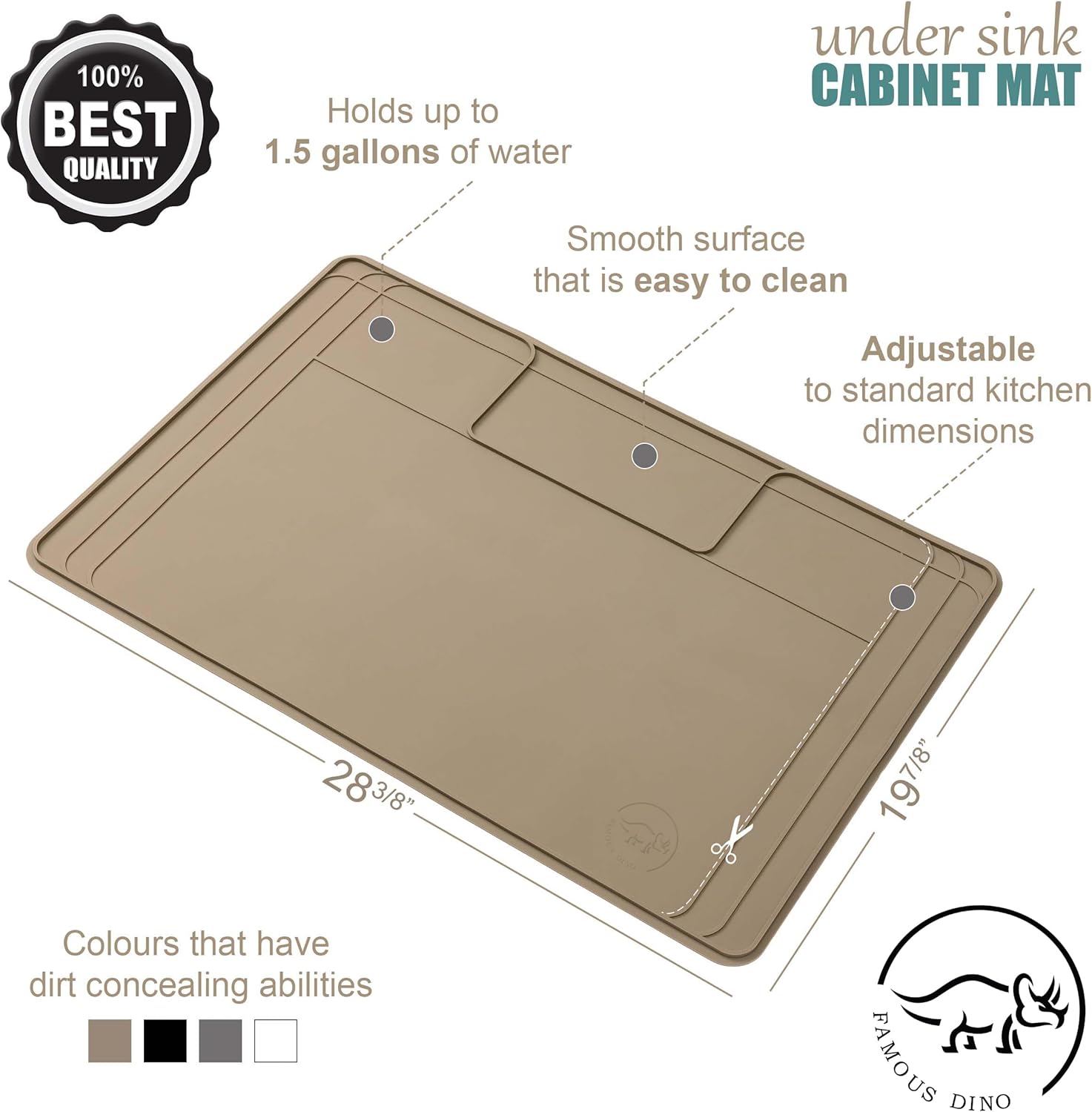 Famous Dino Under Sink Mat - Adjustable Waterproof