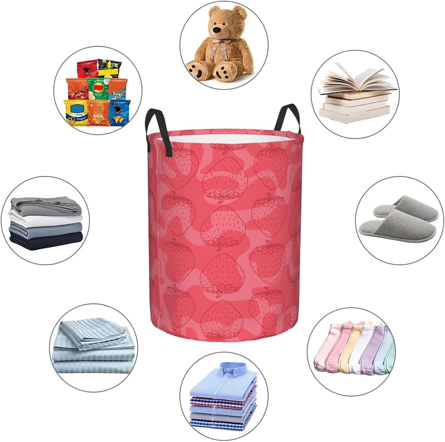 Strawberry Foldable Laundry Basket with Handles