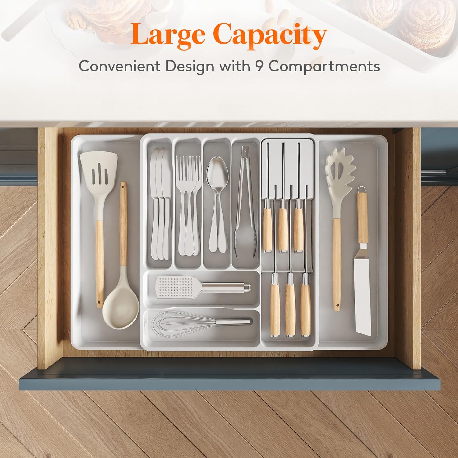 Lifewit Expandable Flatware Organizer for Kitchen Drawers