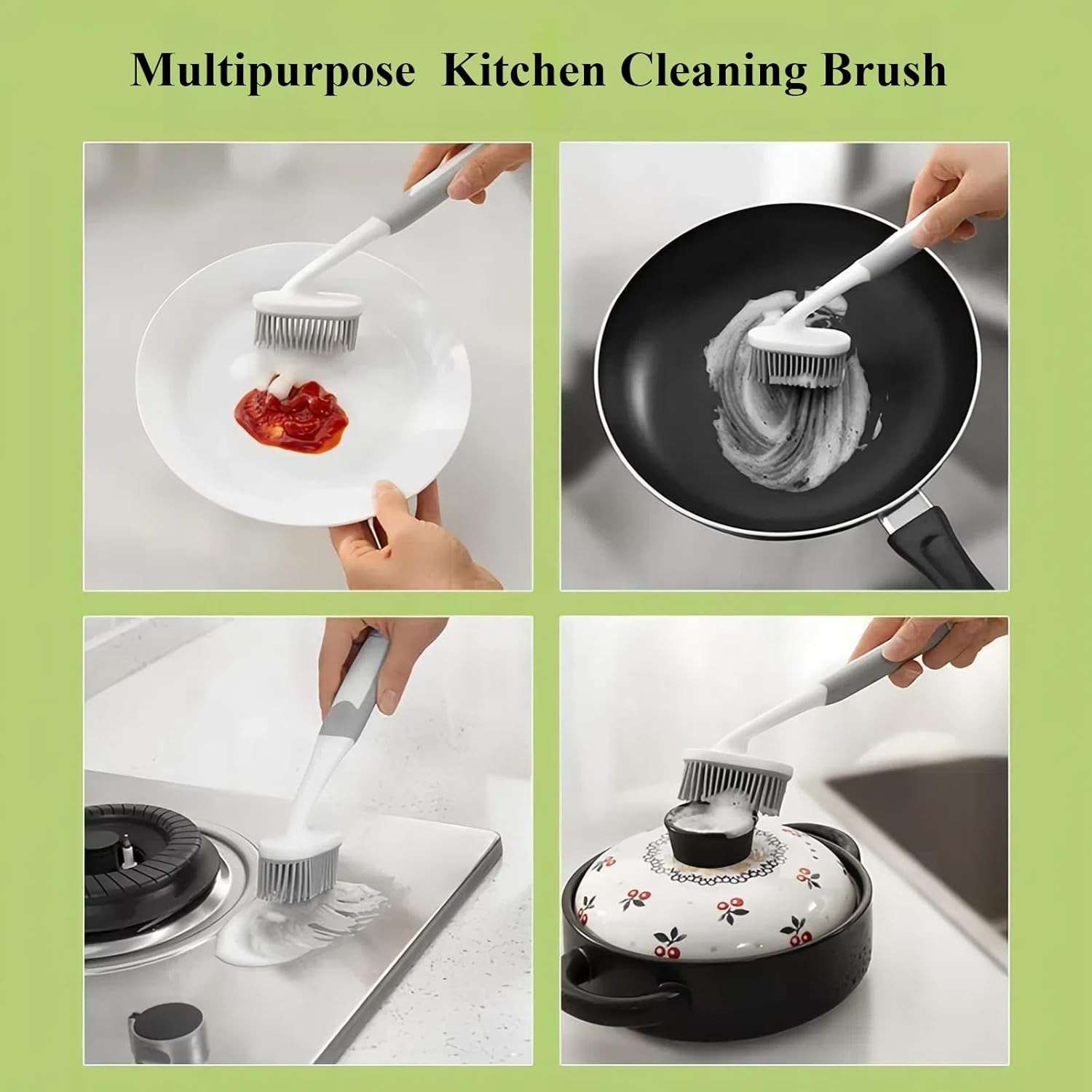 AMORBASE Dish Scrubber with Scraper Tip and Soft Bristles 1