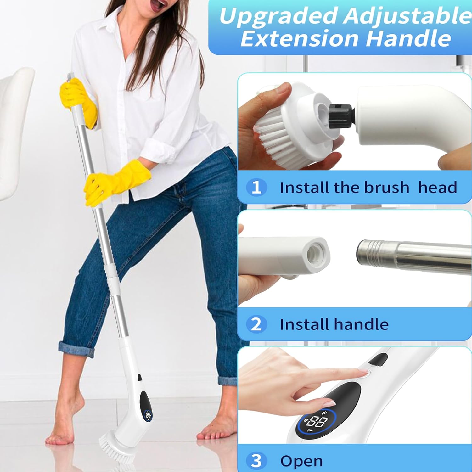 COMUSTER Electric Spin Scrubber with 9 Brush Heads 1