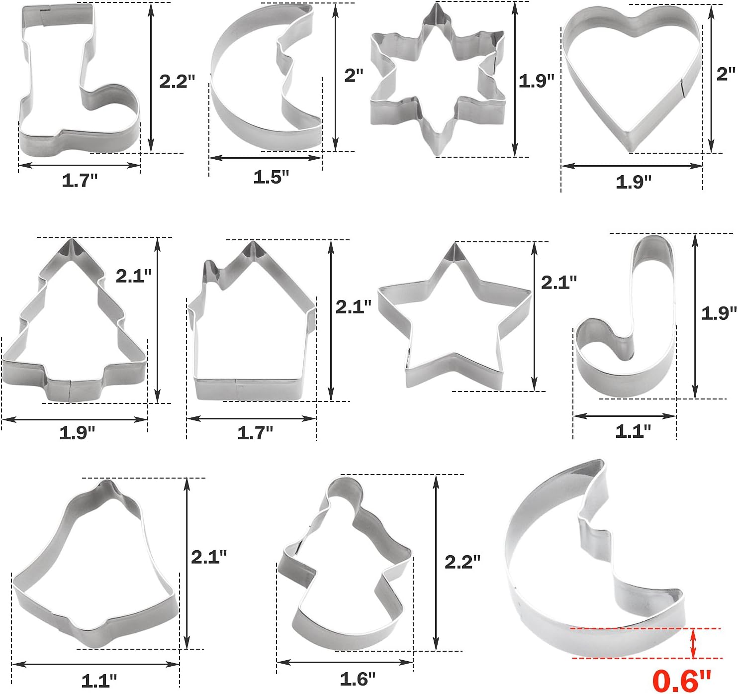 YXChome Christmas Cookie Cutter Set of 10 1