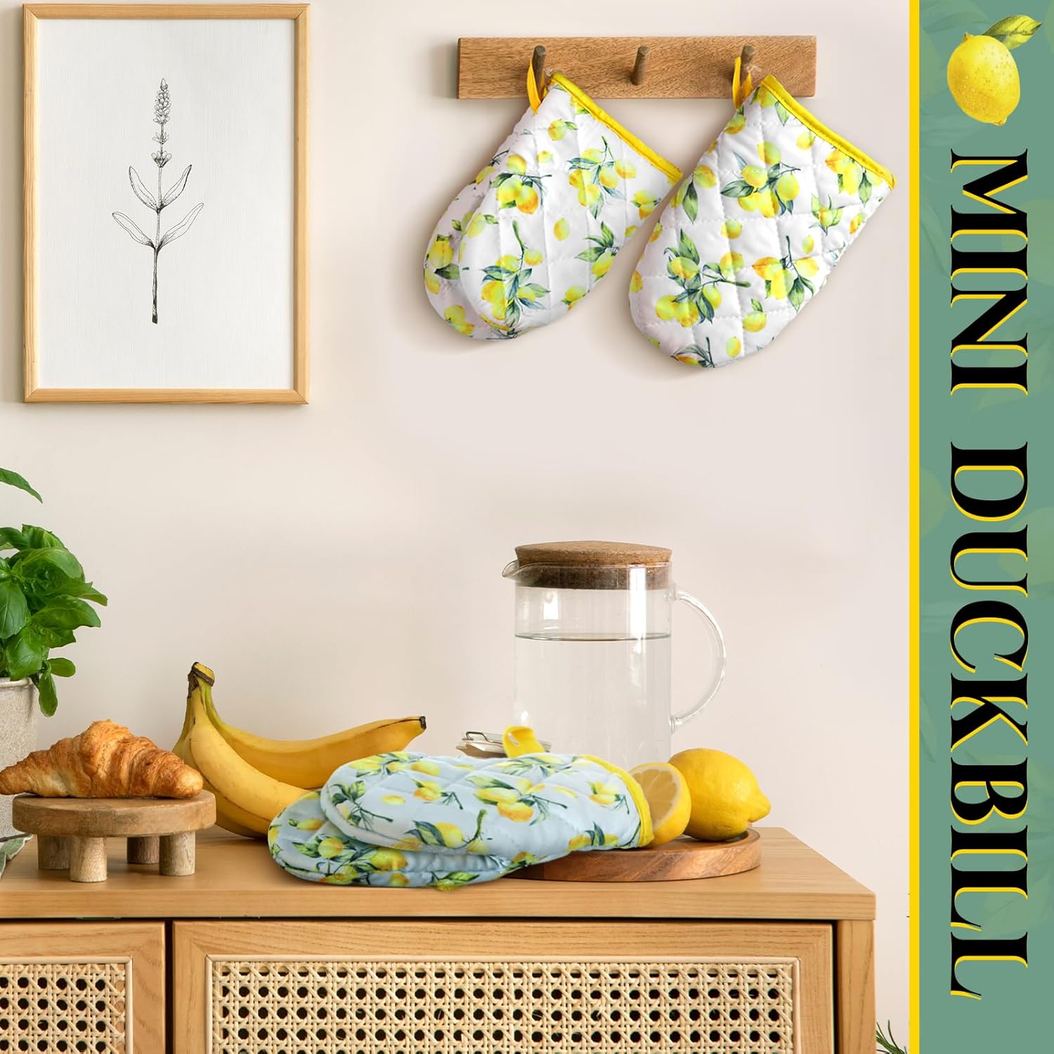 Geyoga 4 Pack Mini Oven Mitts Lemon Themed