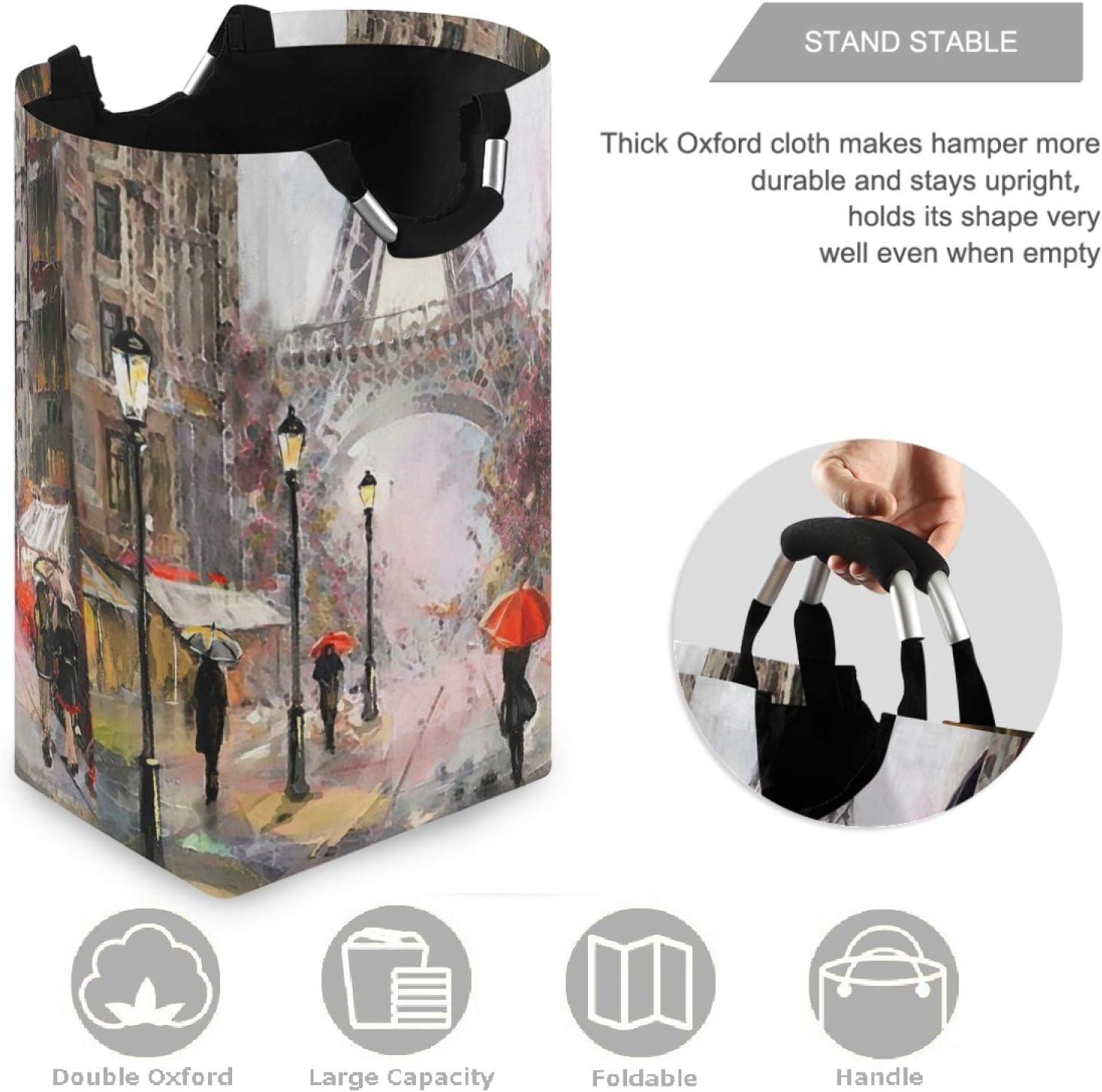 visesunny Oil Painting Eiffel Tower Laundry Hamper