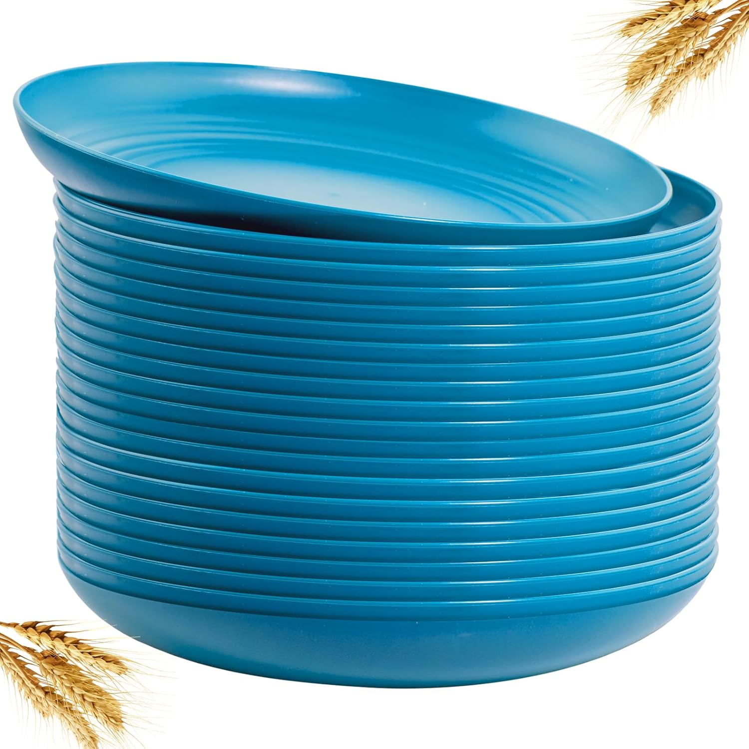 LIYH 20 PCS Wheat Straw Plates - 9 Inch Unbreakable Dinnerware