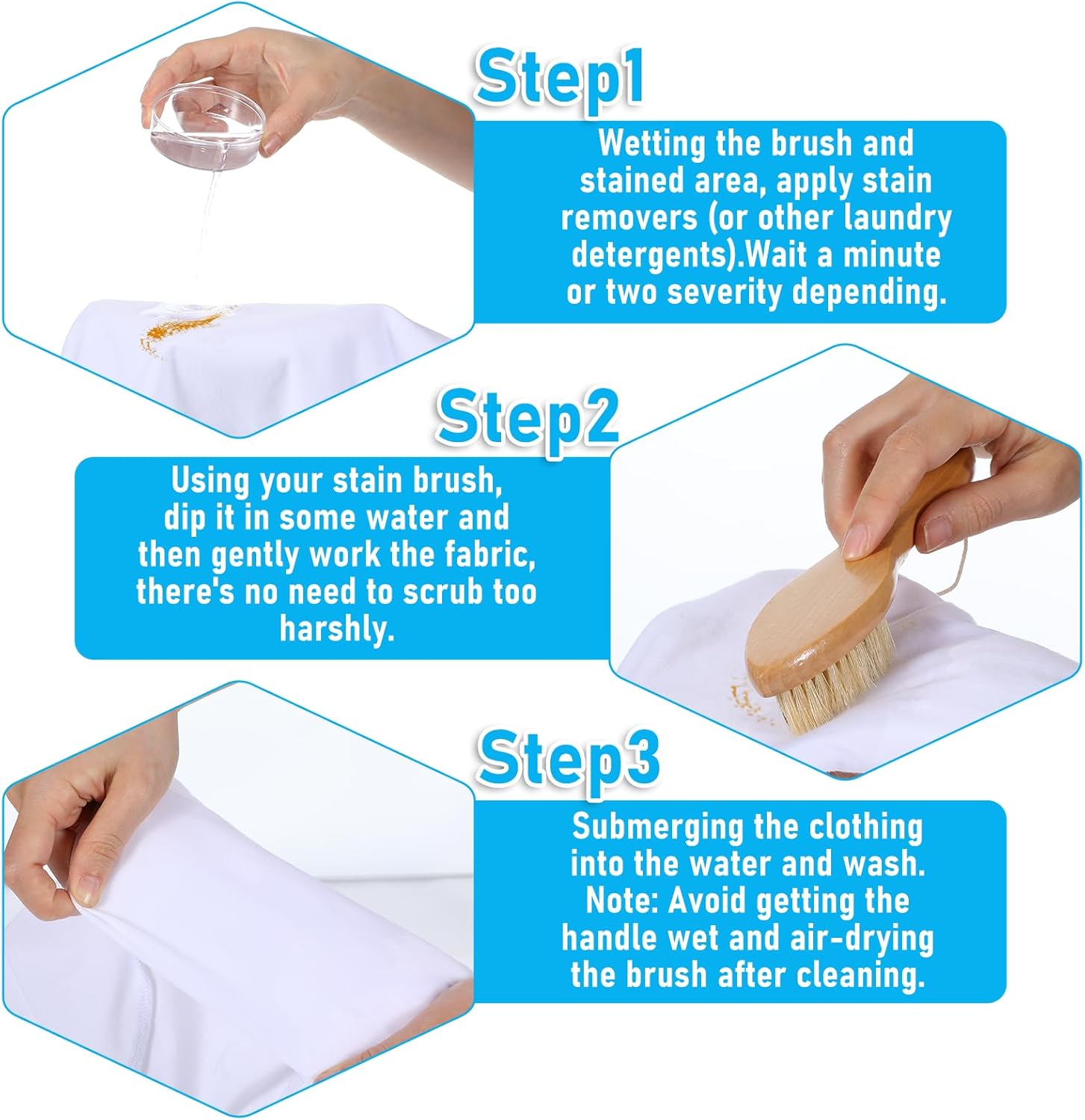 Ouligay Soft Bristle Laundry Stain Brush for Delicate Fabrics