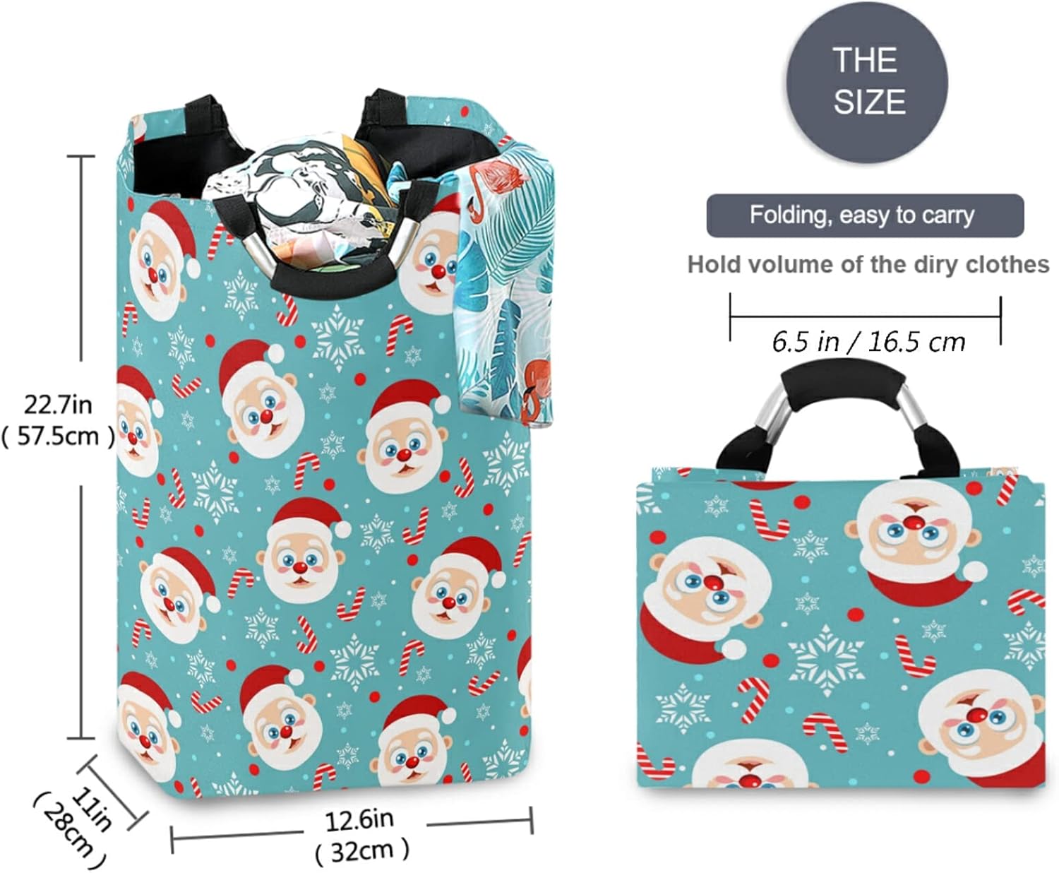 visesunny Large Capacity Laundry Hamper with Santa Design