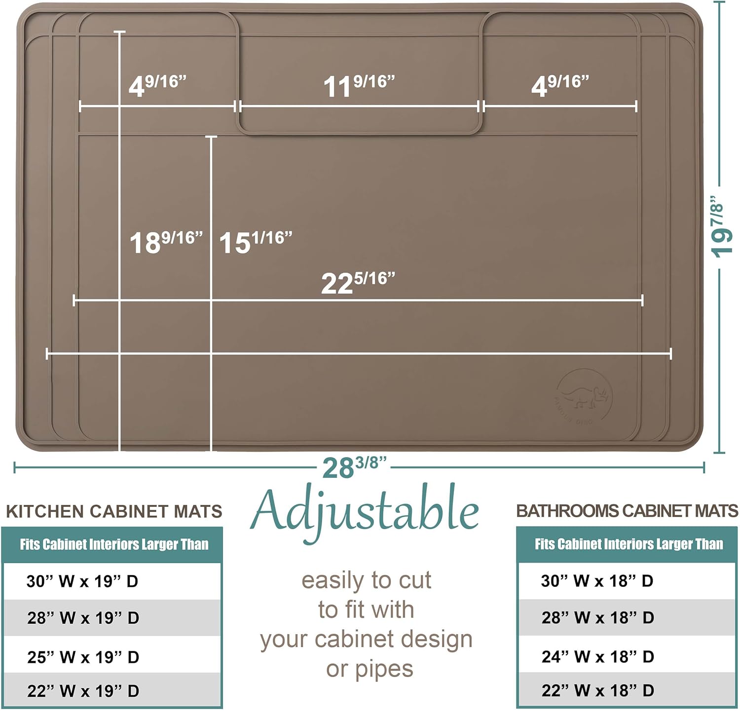 Famous Dino Under Sink Mat - Adjustable Waterproof