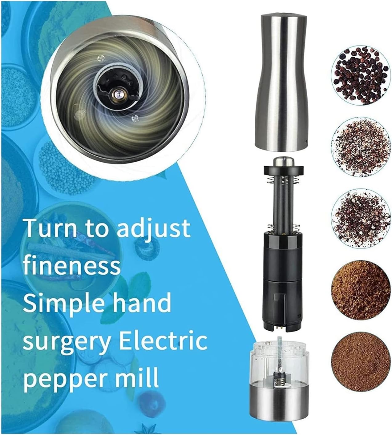 Refillable Pepper Mill Salt and Pepper Grinder Set