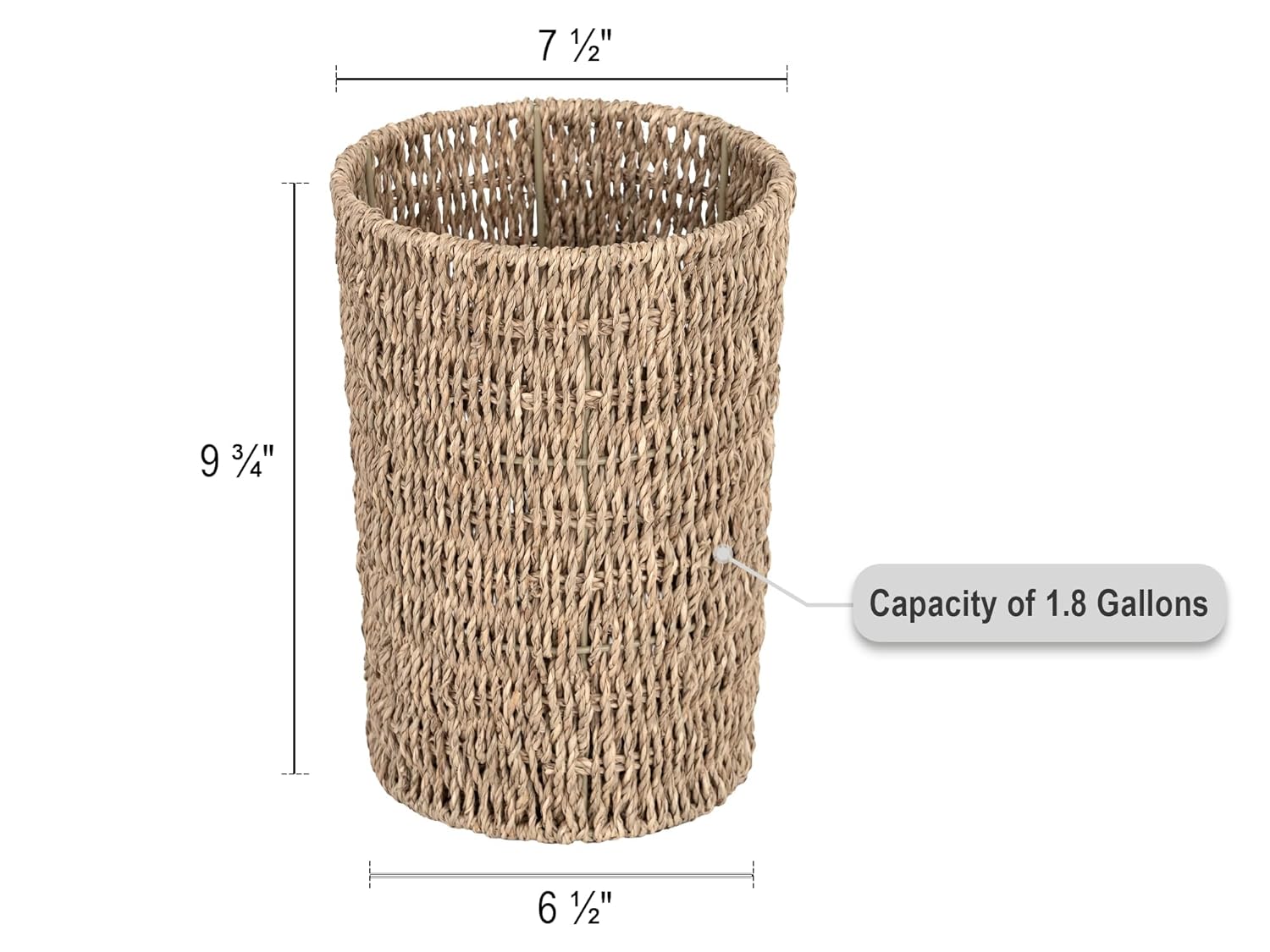StorageWorks Wicker Trash Can Small Seagrass Waste Basket for Home