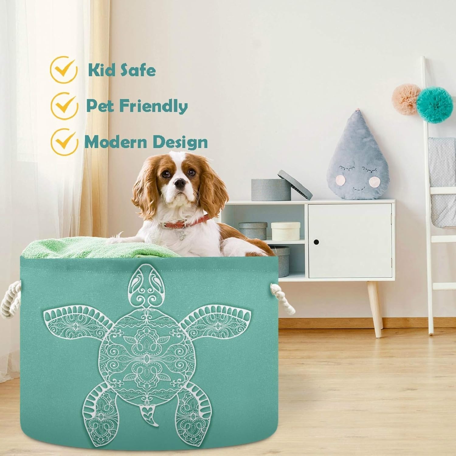 visesunny Collapsible Laundry Basket with Turtle Design