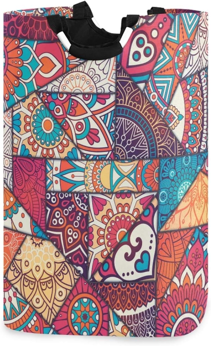 Susiyo Vintage Mandala Laundry Basket Foldable
