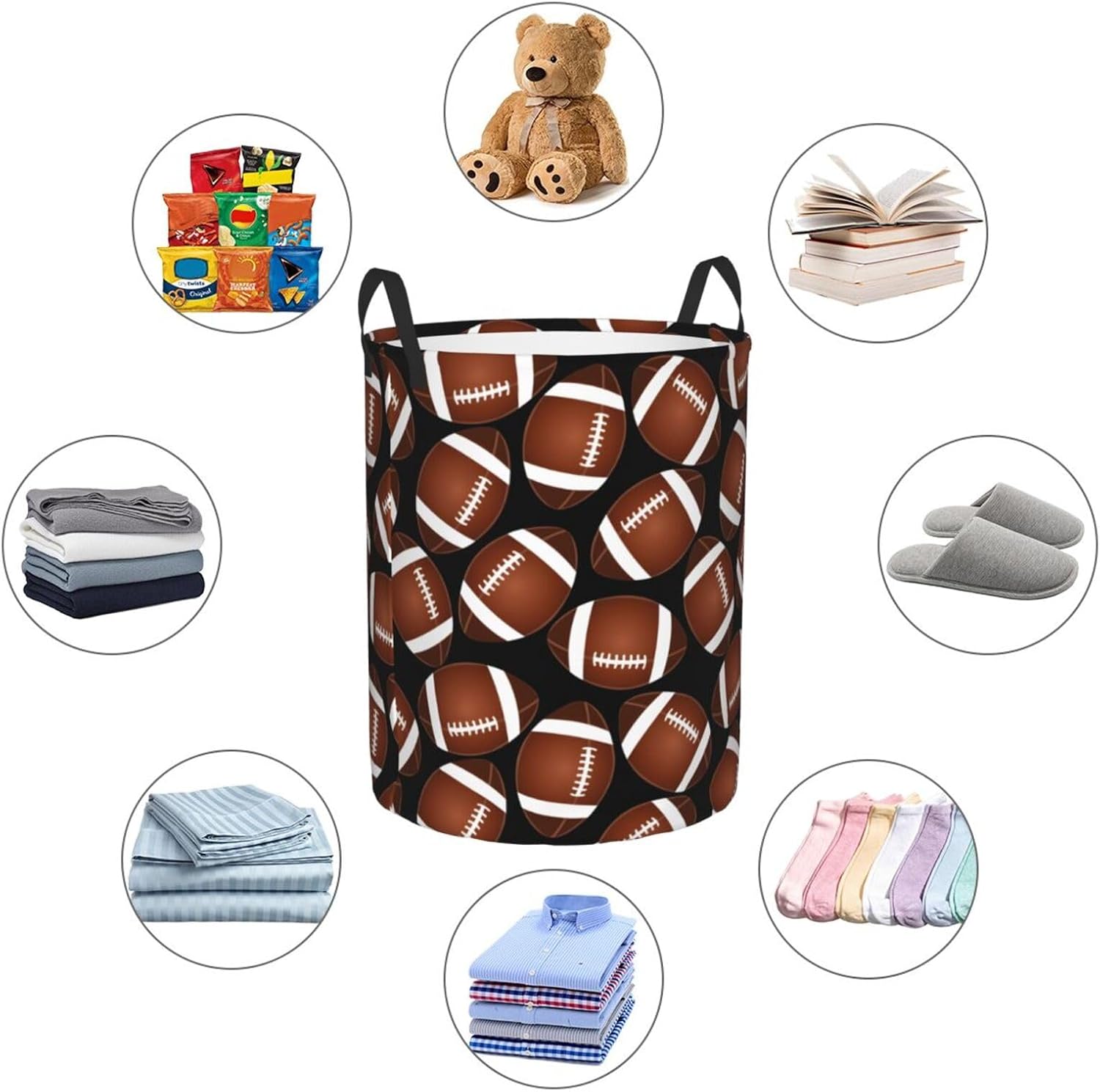 American Football Laundry Hamper with Handles - Large Collapsible