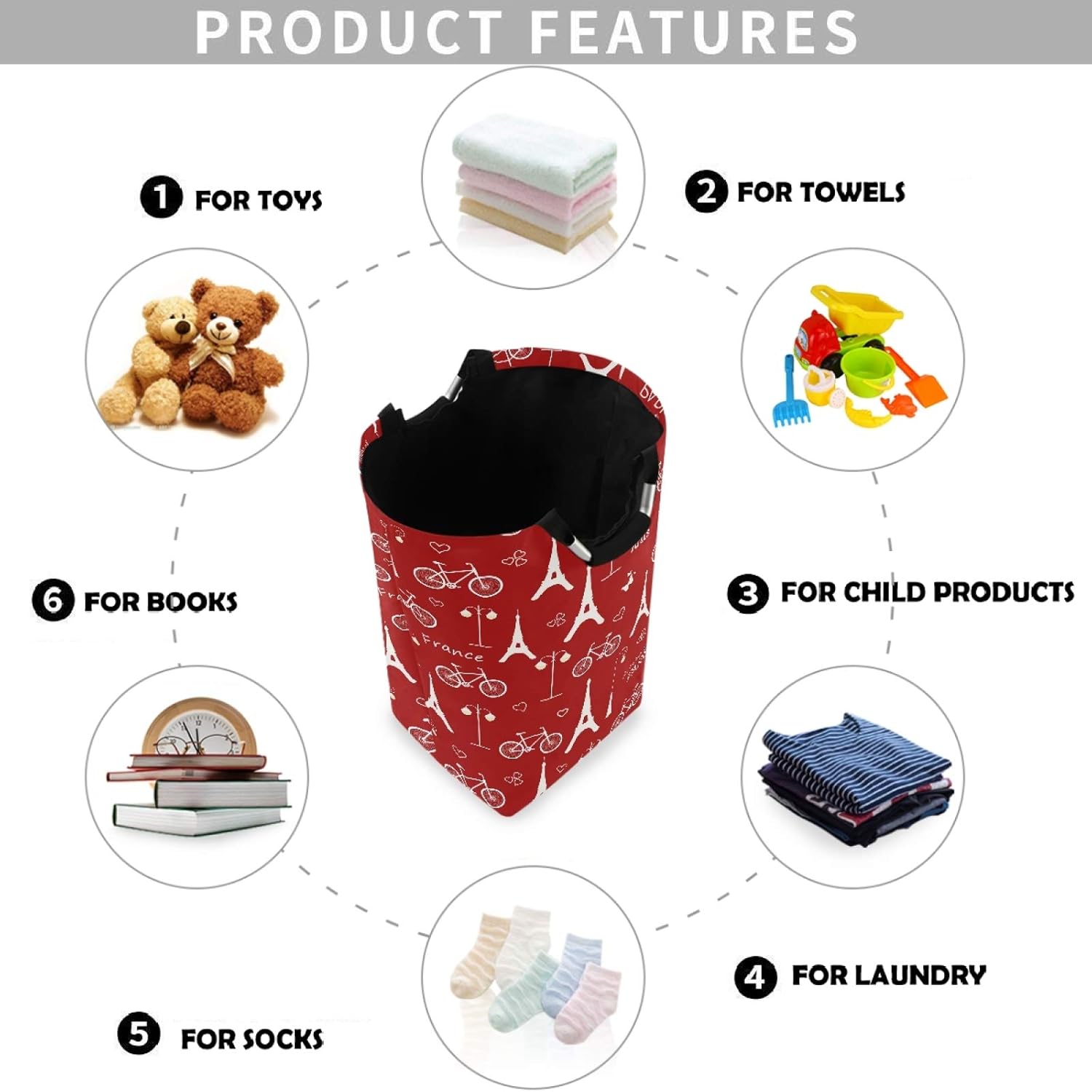 visesunny Foldable Laundry Basket with Waterproof Oxford Fabric