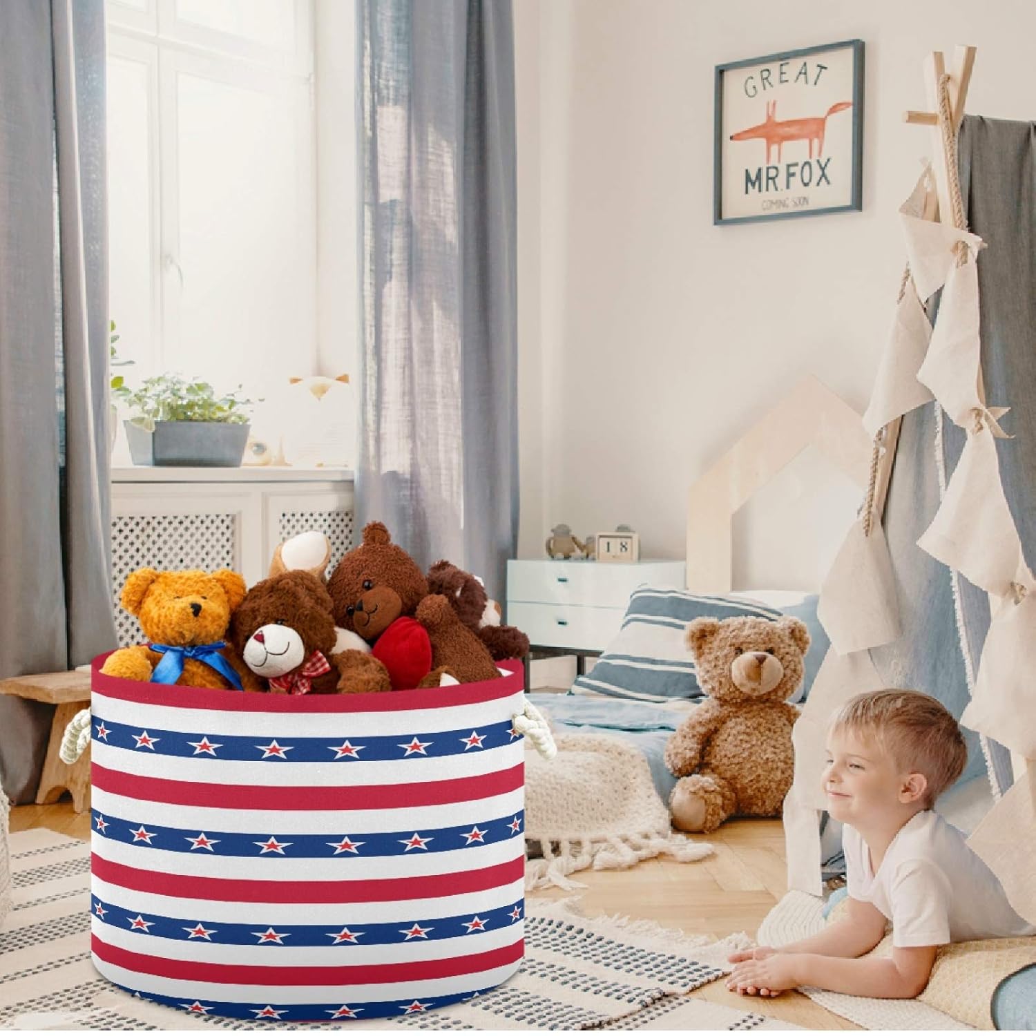 Visesunny Collapsible Laundry Basket with Cotton Handles
