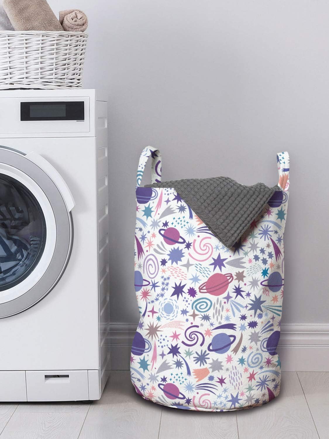 Ambesonne Outer Space Laundry Basket with Handles 13 x 19