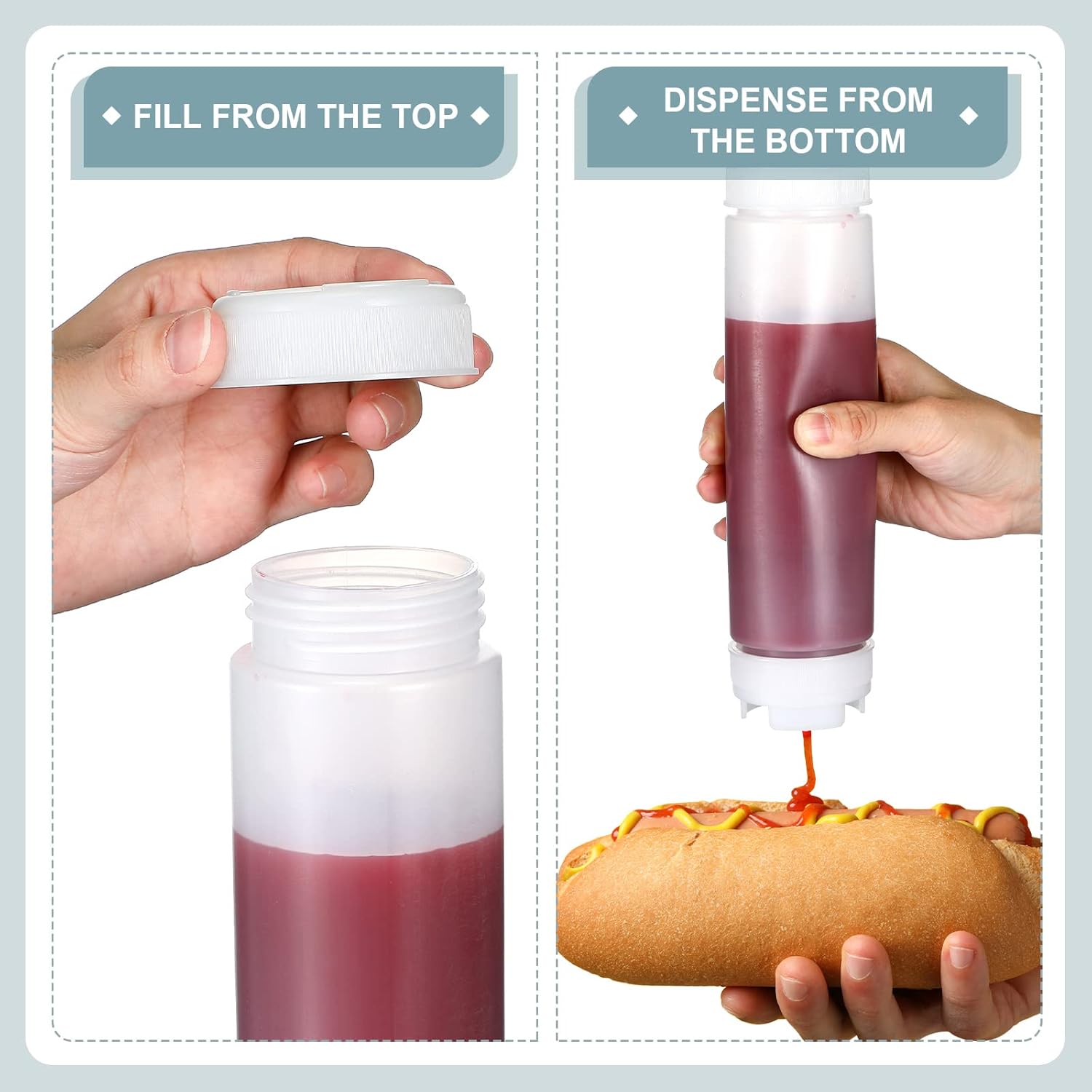 Sabary 6 Pcs 16 oz Condiment Squeeze Bottles