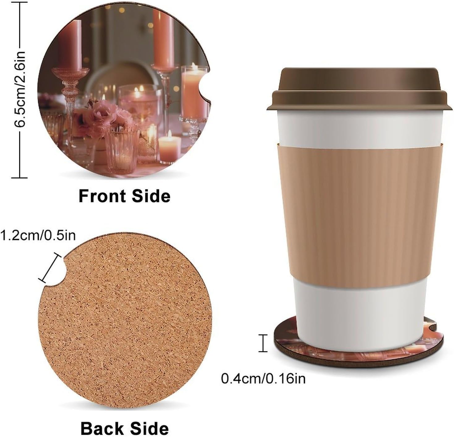 Car Cup Holder 2 Pack with Anti-Slip Coasters
