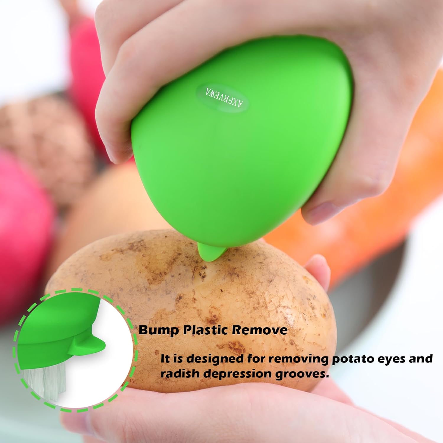2pcs Vegetable Brush with Non-Slip Grip and Dots Remover