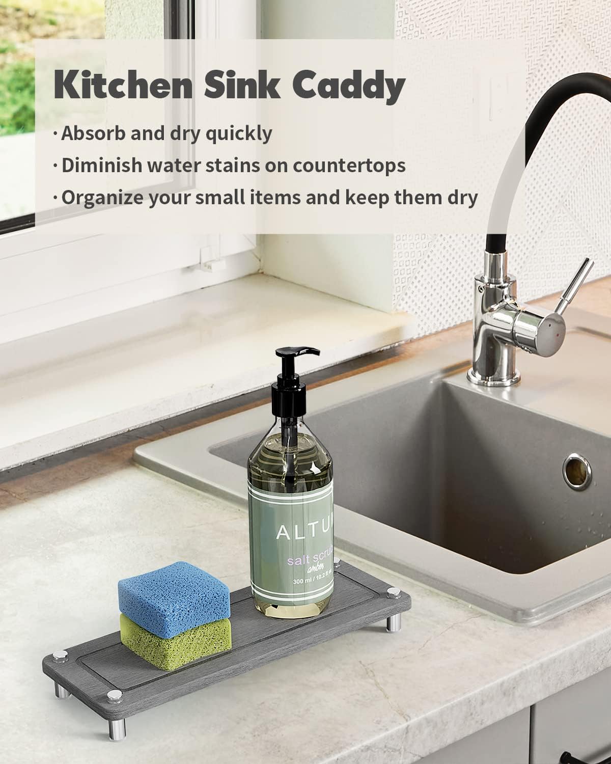Johamoo Quick Dry Stone Sink Tray - Grey