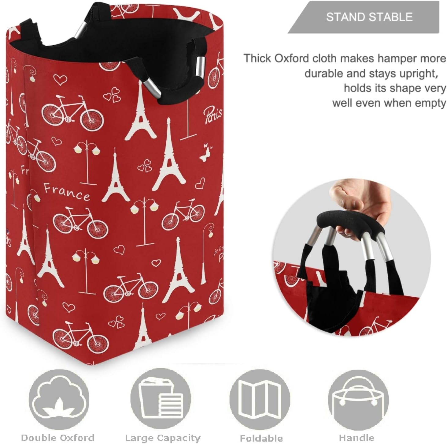visesunny Foldable Laundry Basket with Waterproof Oxford Fabric